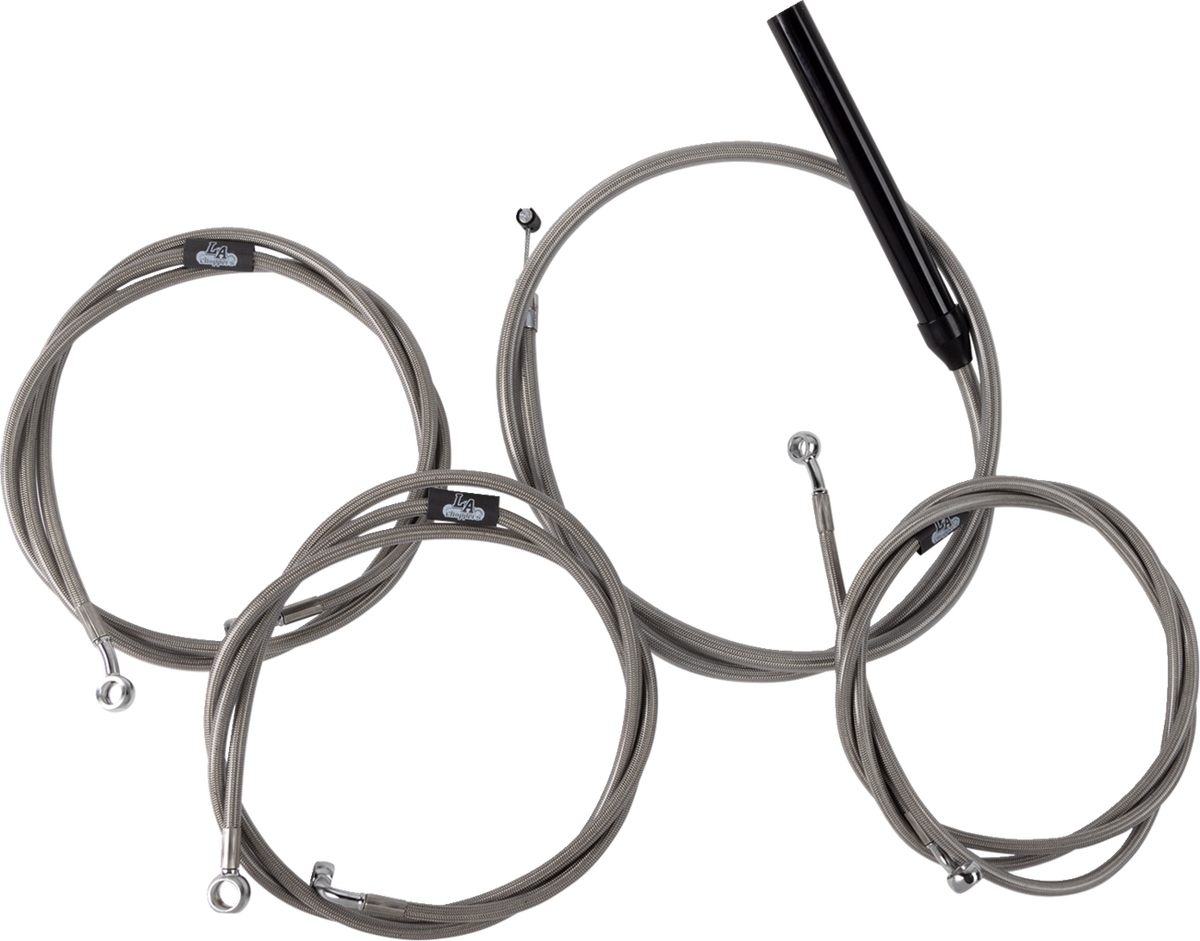 Complete Stainless Braided Handlebar Cable/Brake Line Kit - 12"-14" Handlebars - '23-'25 Touring - image 1
