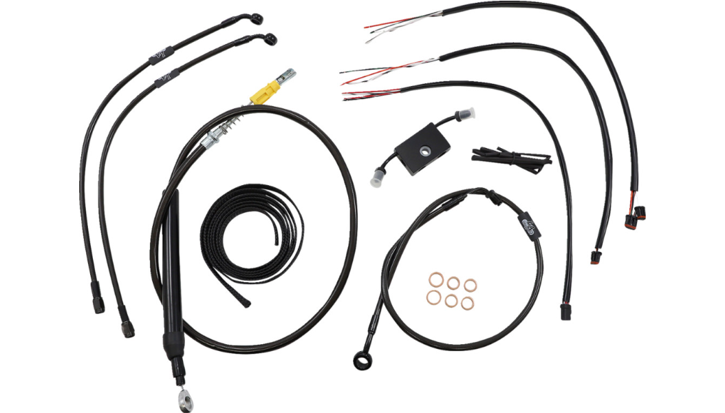 CABLE AND BRAKE LINE KIT MIDNIGHT BLACK FOR 12"-14" APE HANGERS
