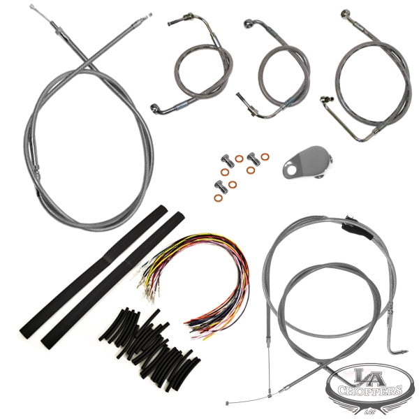 CABLE AND BRAKE LINE KIT STAINLESS POLISHED FOR 15"-17" APE HANGERS