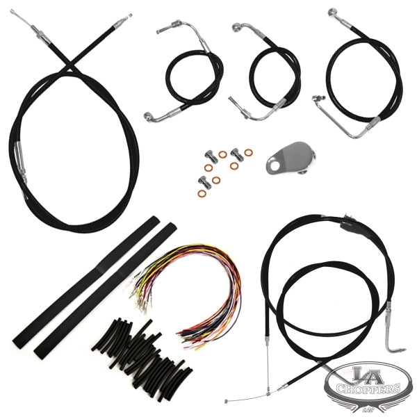 CABLE AND BRAKE LINE KIT BLACK VINYL FOR 12"-14" APE HANGERS