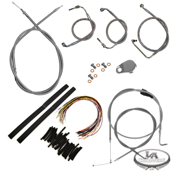 CABLE AND BRAKE LINE KIT STAINLESS POLISHED FOR 12