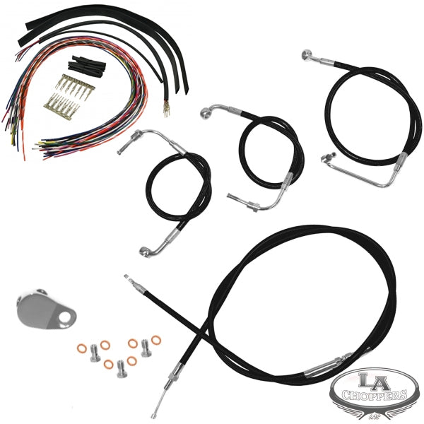 CABLE AND BRAKE LINE KIT BLACK VINYL FOR 15"-17" APE HANGERS