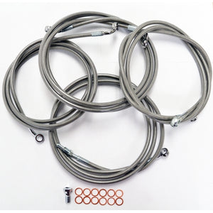 CABLE AND BRAKE LINE KIT STAINLESS BRAIDED FOR 12"-14" APE HANGERS