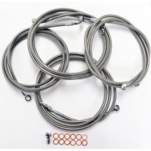 CABLE AND BRAKE LINE KIT STAINLESS BRAIDED FOR 15