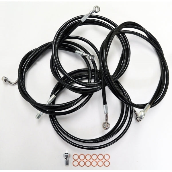 CABLE AND BRAKE LINE KIT BLACK VINYL FOR 12"-14" APE HANGERS