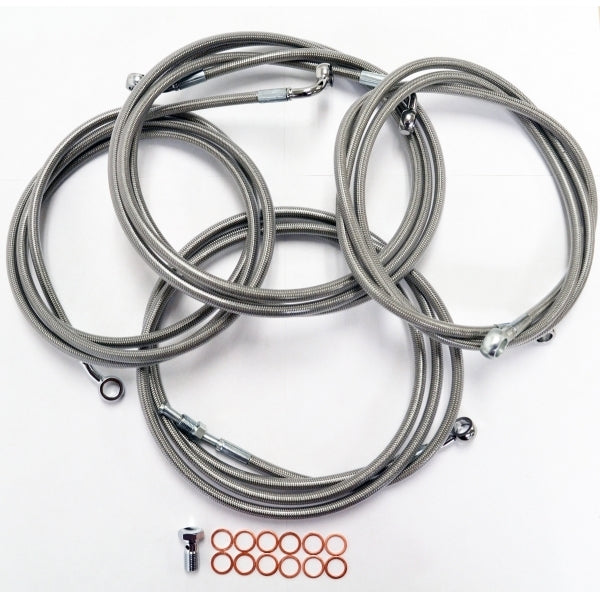 CABLE AND BRAKE LINE KIT STAINLESS POLISHED FOR 12"-14" APE HANGERS