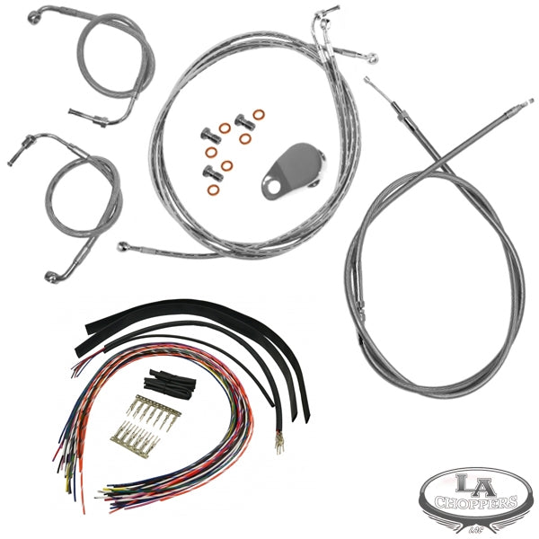 CABLE AND BRAKE LINE KIT STAINLESS POLISHED FOR 12"-14" APE HANGERS