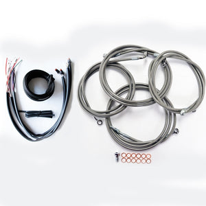 CABLE AND BRAKE LINE KIT STAINLESS POLISHED FOR 12"-14" APE HANGERS