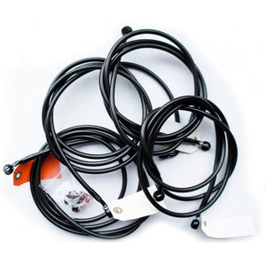 HANDLEBAR CABLE/BRAKE & CLUTCH LINE/WIRE KITS FOR 15"-17" APE HANGERS / BLACK / STAINLESS STEEL