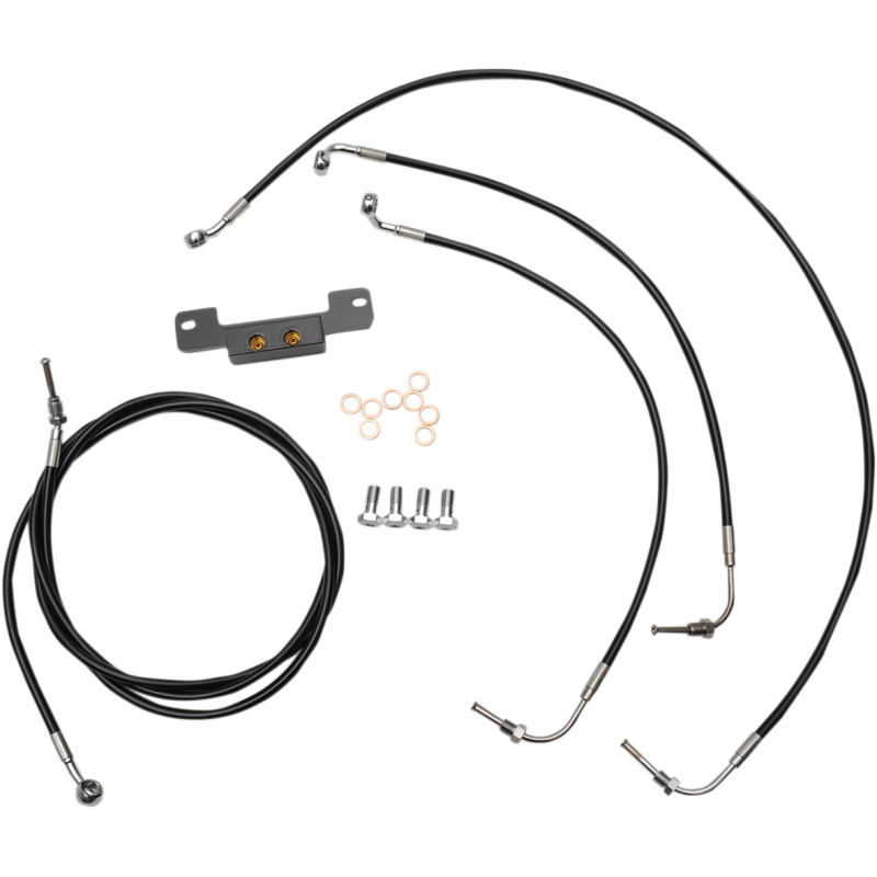 STANDARD BLACK VINYL/STAINLESS HANDLEBAR CABLE/BRAKE LINE KIT FOR MINI APES / BLACK / STAINLESS STEEL|VINYL