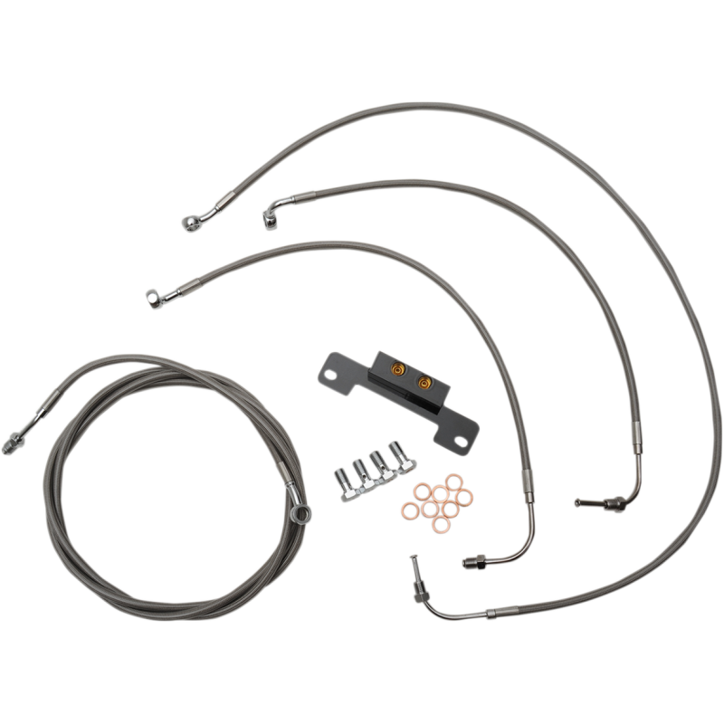 STANDARD BRAIDED STAINLESS HANDLEBAR CABLE/BRAKE LINE KIT FOR MINI APES / NATURAL-BRAIDED / STAINLESS STEEL