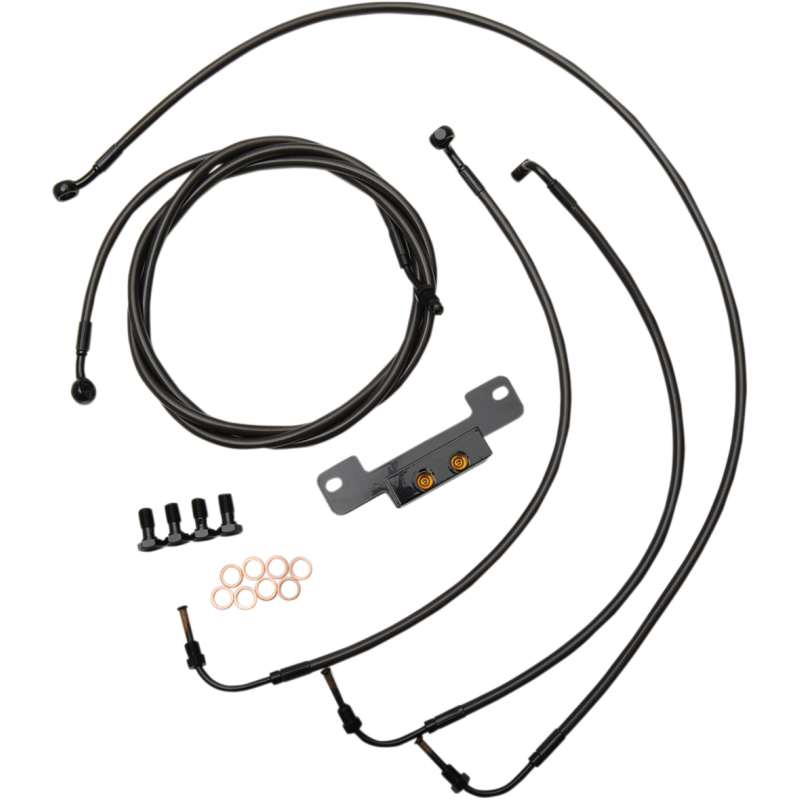 STANDARD MIDNIGHT BRAIDED HANDLEBAR CABLE/BRAKE LINE KIT FOR 12" - 14" APES / BLACK / STAINLESS STEEL