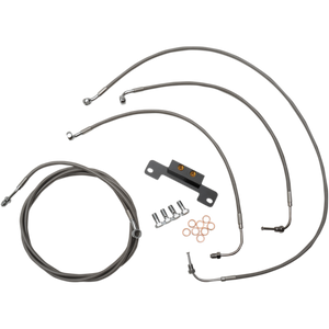 STANDARD BRAIDED STAINLESS HANDLEBAR CABLE/BRAKE LINE KIT FOR 15" - 17" APES / NATURAL-BRAIDED / STAINLESS STEEL