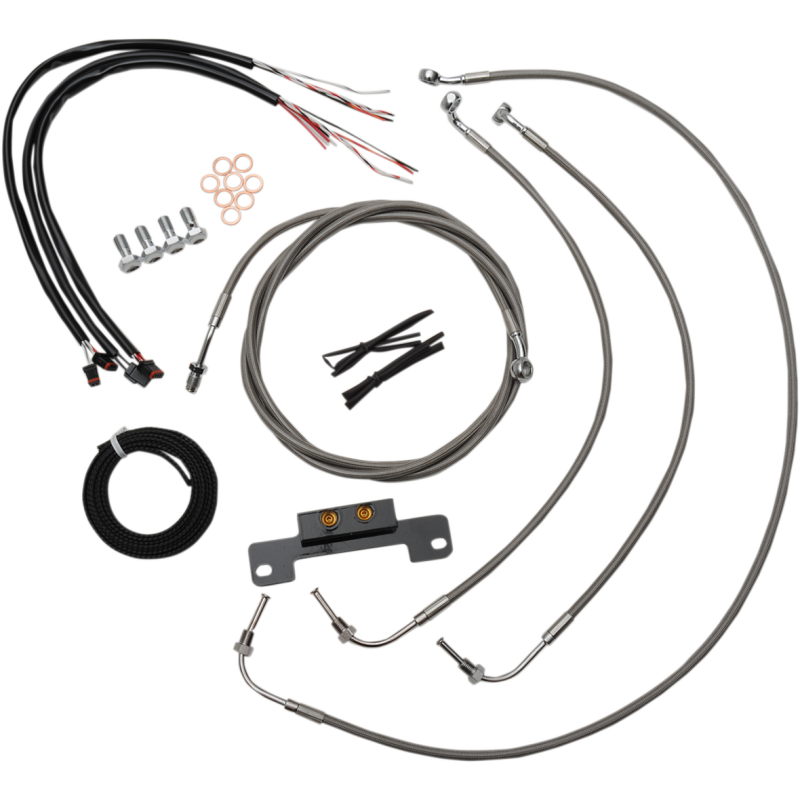 COMPLETE BRAIDED STAINLESS HANDLEBAR CABLE/WIRE HARNESS/BRAKE LINE KIT FOR MINI APES / NATURAL-BRAIDED / STAINLESS STEEL