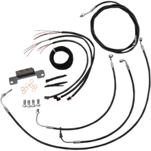 COMPLETE BLACK VINYL/STAINLESS HANDLEBAR CABLE/WIRE HARNESS/BRAKE LINE KIT FOR 15" - 17" APES / BLACK / STAINLESS STEEL|VINYL