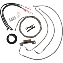 COMPLETE BRAIDED STAINLESS HANDLEBAR CABLE/WIRE HARNESS/BRAKE LINE KIT FOR 15" - 17" APES / NATURAL-BRAIDED / STAINLESS STEEL