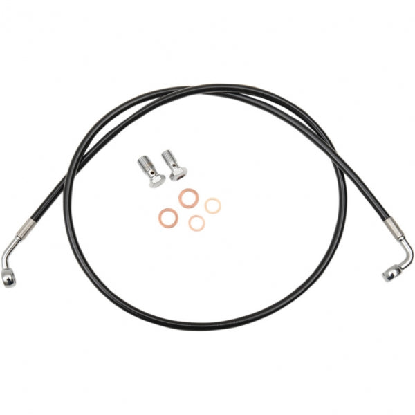 BRAKE LINE BLACK VINYL STAINLESS BRAIDED FOR BEACH BARS OR EXTRA WIDE HANDLEBARS WITH PULLBACK